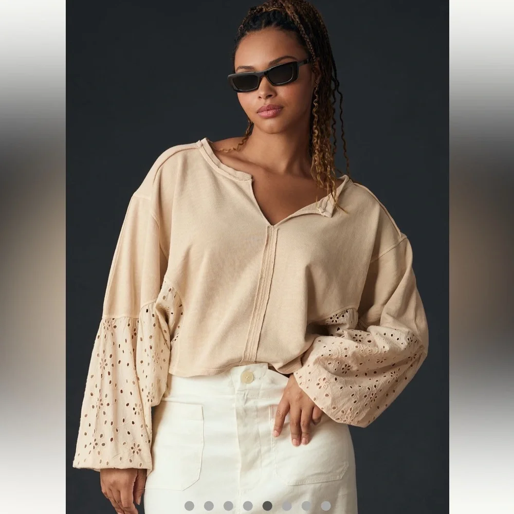 Pilcro Batwing Eyelet Sweatshirt Size XL